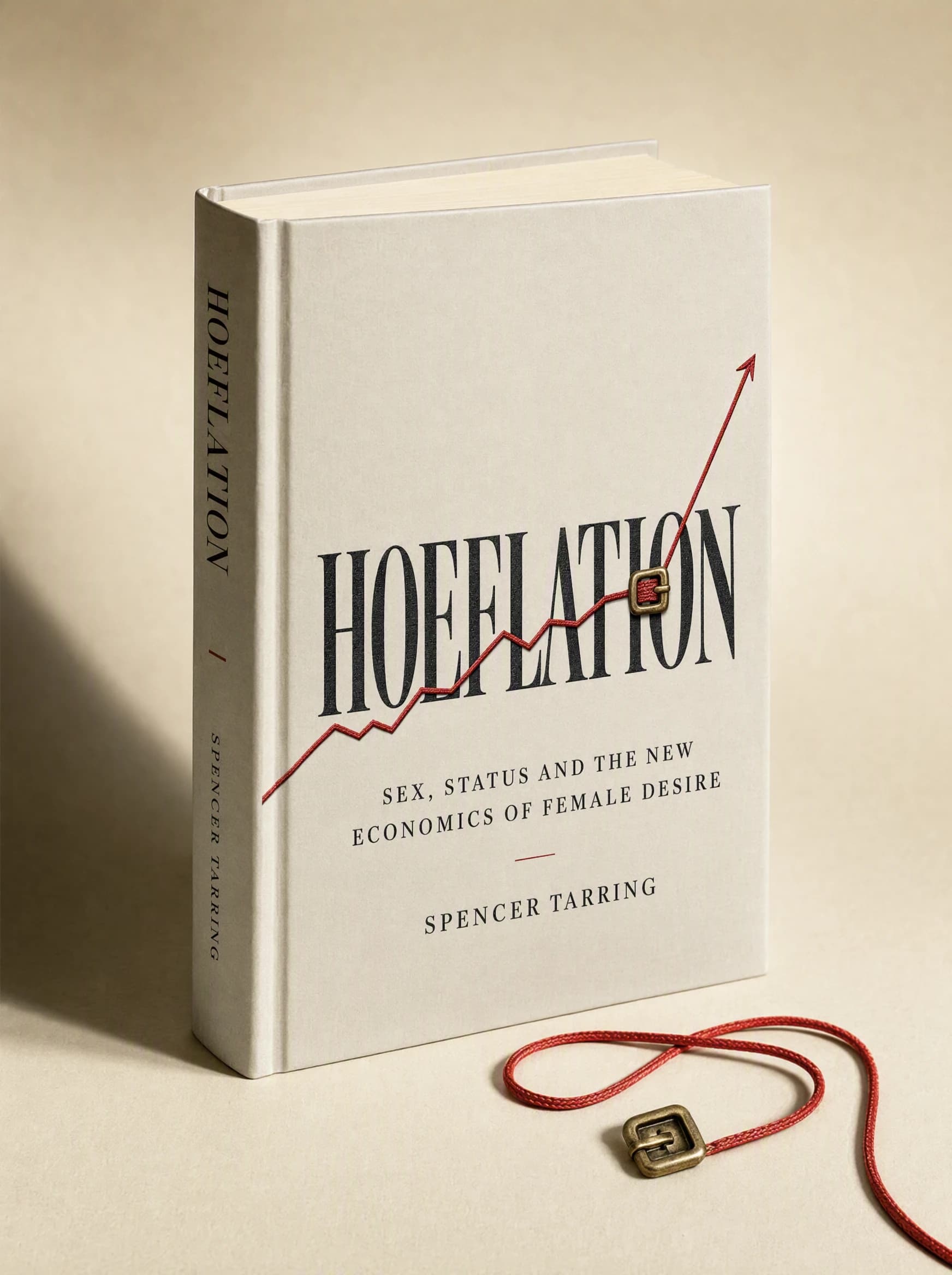 A physical Hoeflation hardback, photographed on warm ivory paper